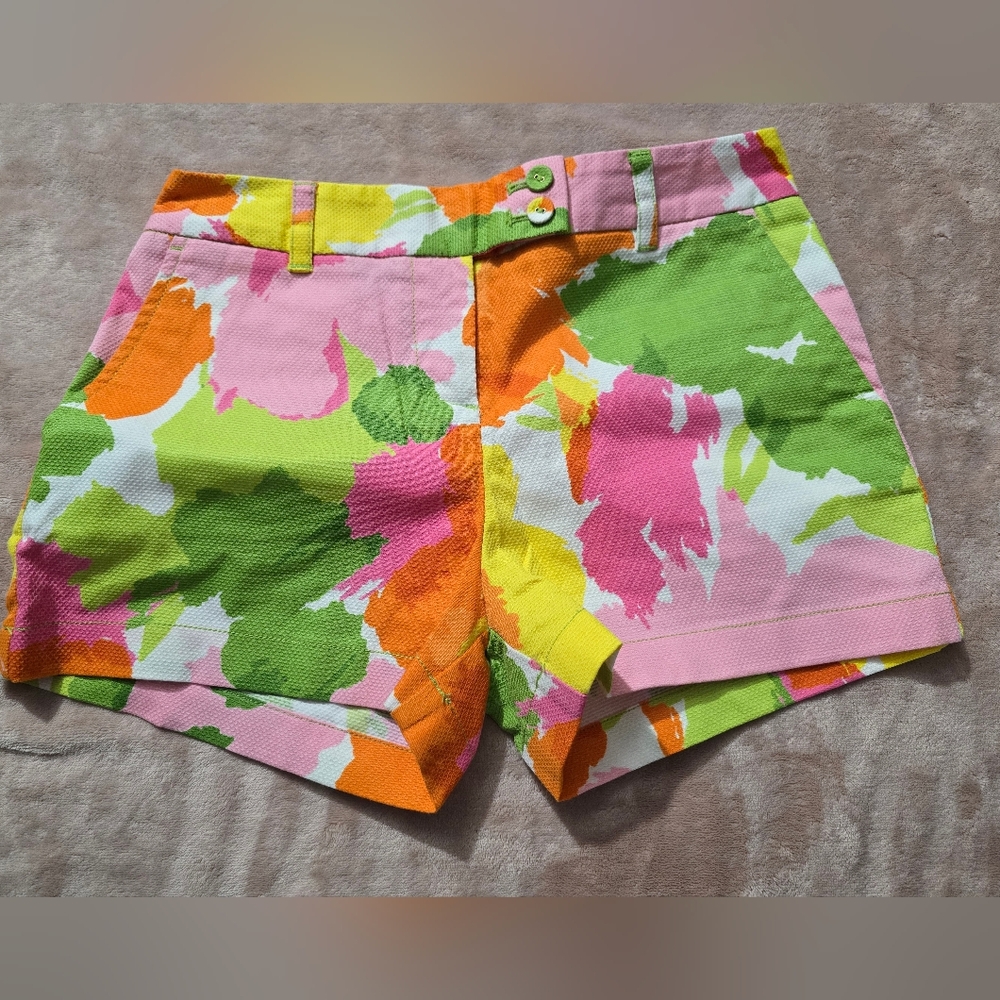 Vineyard Vines Preppy Garden Party Coloful Floral Textured Chino Shorts Size 4